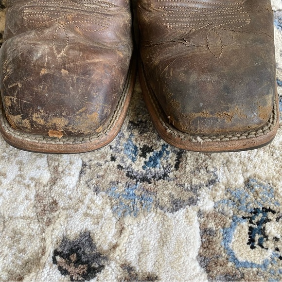 Ariat Brown Size 9.5 D Men Leather Work Western Square Toe Cowboy Boots - Picture 3 of 8